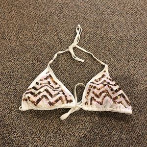 Xhilaration White Sequin Bikini Top